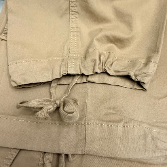 Tory Burch Khaki Tan Cargo Pants Women Size 28 Cinch Waist Drawstring Hem - Picture 5 of 10